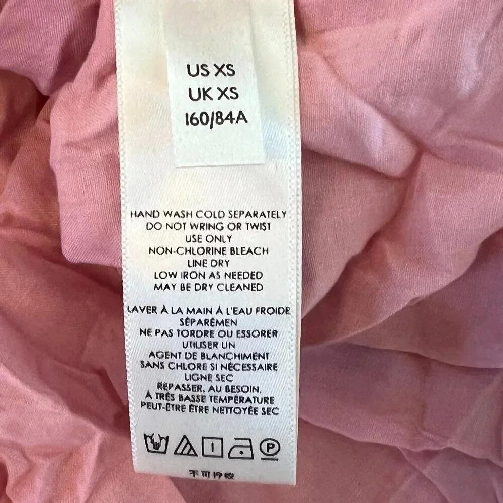 Anthropologie Jolene Jacquard Mini Dress Pink Shimmer Sparkle Puff Sleeve XS NWT - Picture 8 of 9